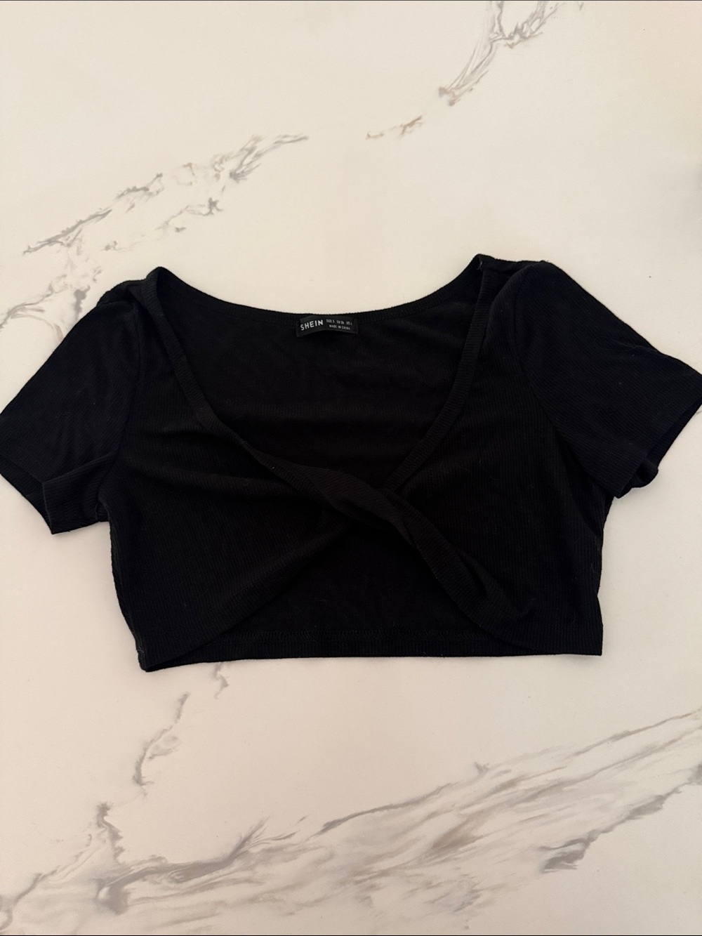 SHEIN Black Twist-Front Cropped Women's Top